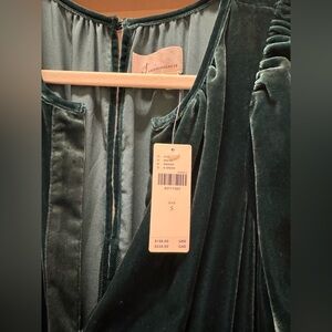 Anthropologie Emerald Velvet Jumpsuit